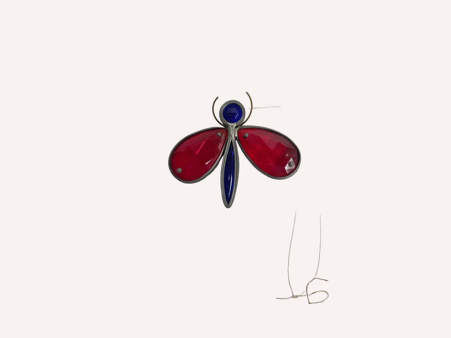 1960s Vintage Tiffany- Styled Stained-Glass Panel Featuring A Bug CSHW