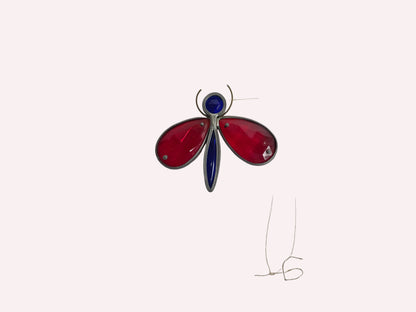 1960s Vintage Tiffany- Styled Stained-Glass Panel Featuring A Bug CSHW