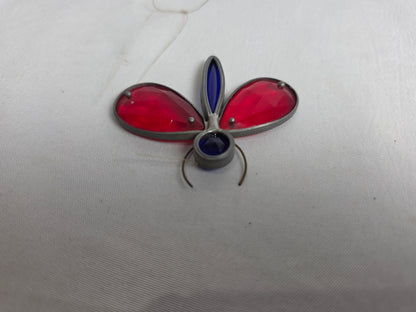 1960s Vintage Tiffany- Styled Stained-Glass Panel Featuring A Bug CSHW