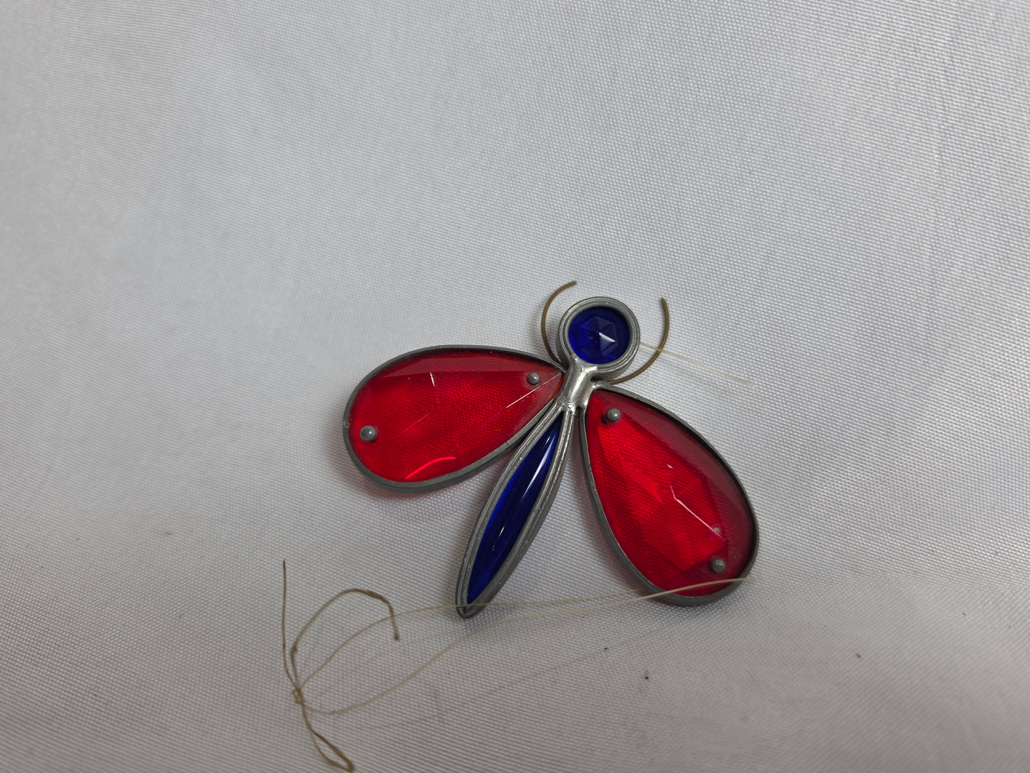 1960s Vintage Tiffany- Styled Stained-Glass Panel Featuring A Bug CSHW