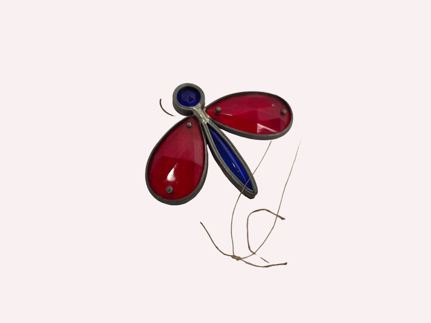 1960s Vintage Tiffany- Styled Stained-Glass Panel Featuring A Bug CSHW