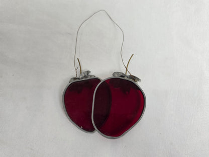 1960s Vintage Tiffany- Styled Stained-Glass Panel Featuring A Strawberry CSHW