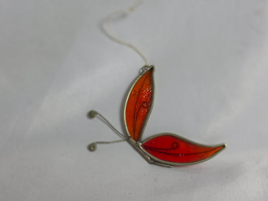 1960s Vintage Tiffany- Styled Stained-Glass Panel Featuring A Side Butterfly CSHW
