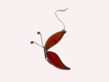 1960s Vintage Tiffany- Styled Stained-Glass Panel Featuring A Side Butterfly CSHW