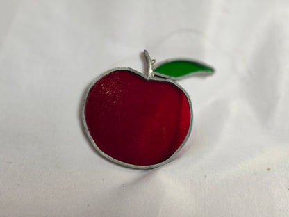 1960s Vintage Tiffany- Styled Stained-Glass Panel Featuring An Apple CSHW