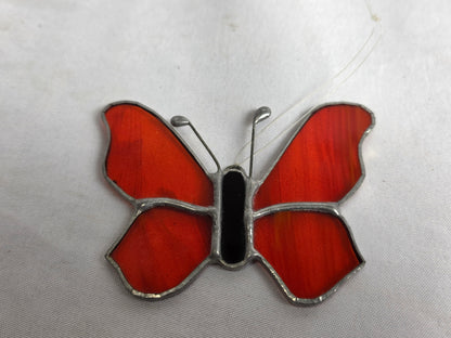 1960s Vintage Tiffany- Styled Stained-Glass Panel Featuring A Butterfly CSHW