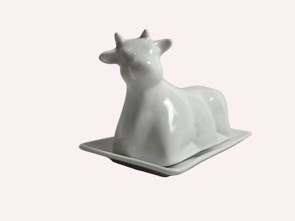 Vintage Cow Porcelain Butter Dish CSHW