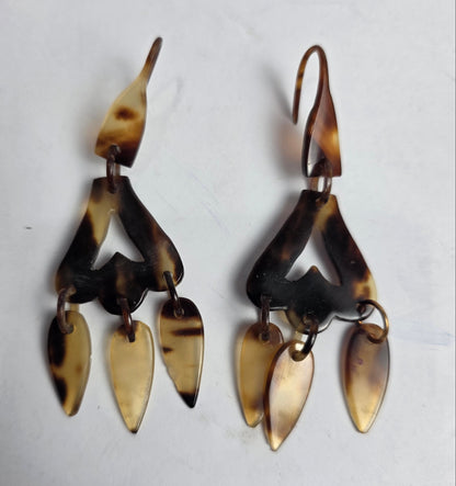 Vtg. Handmade Tortoise Shell Earrings (CSHW)
