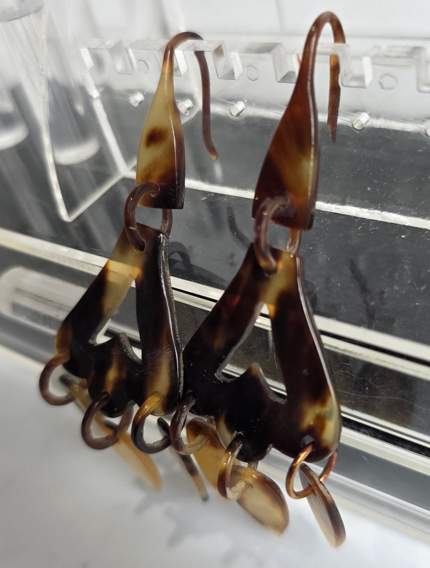 Vtg. Handmade Tortoise Shell Earrings (CSHW)