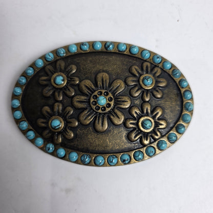 Vtg. Belt Buckle w/ Turquoise (CSHW)