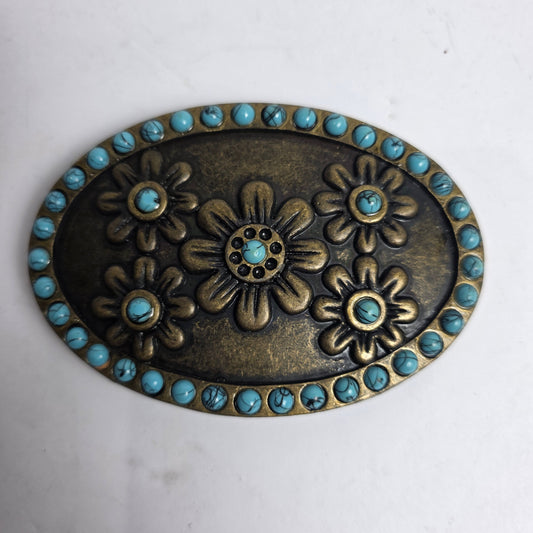 Vtg. Belt Buckle w/ Turquoise (CSHW)