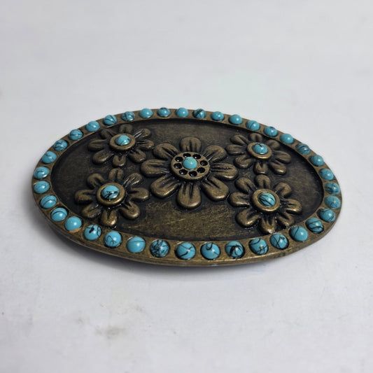 Vtg. Belt Buckle w/ Turquoise (CSHW)