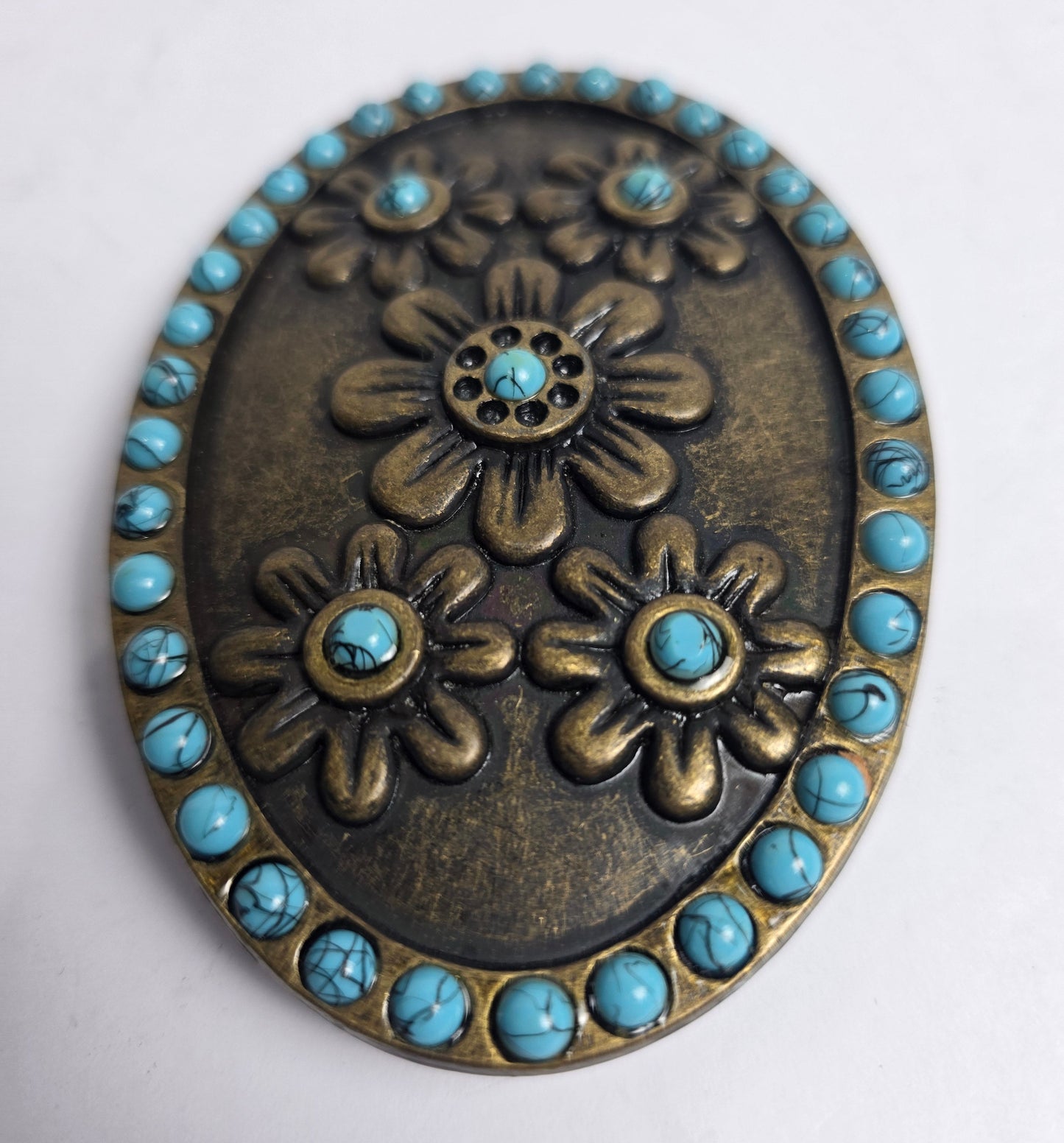 Vtg. Belt Buckle w/ Turquoise (CSHW)