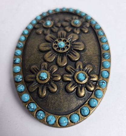 Vtg. Belt Buckle w/ Turquoise (CSHW)