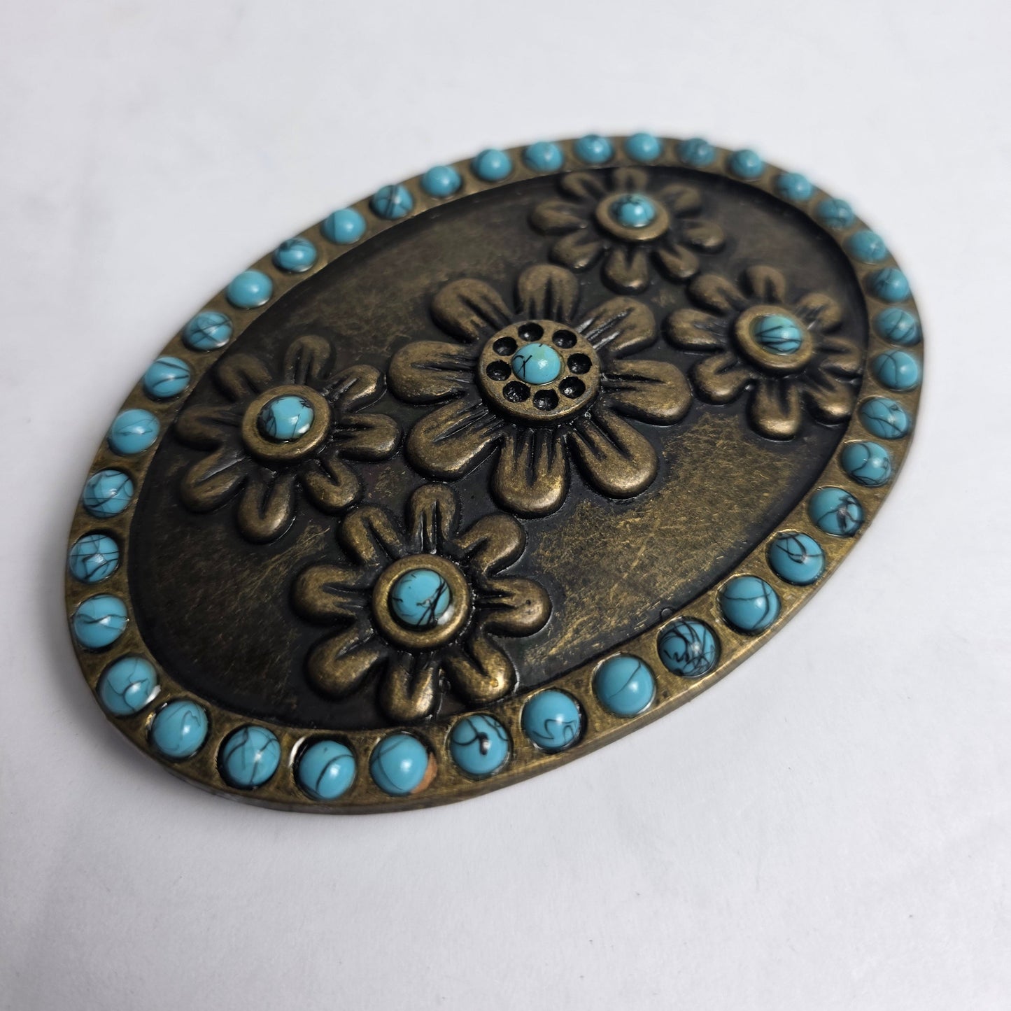 Vtg. Belt Buckle w/ Turquoise (CSHW)
