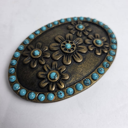 Vtg. Belt Buckle w/ Turquoise (CSHW)