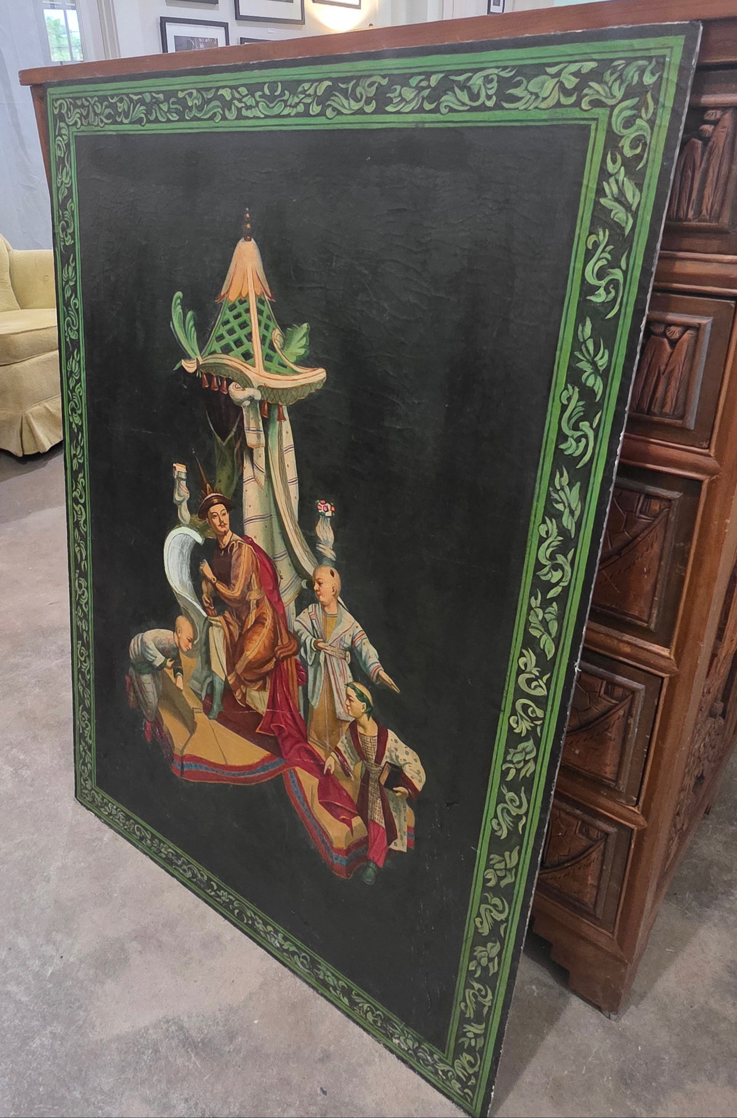 Vtg. Chinoiserie Painting