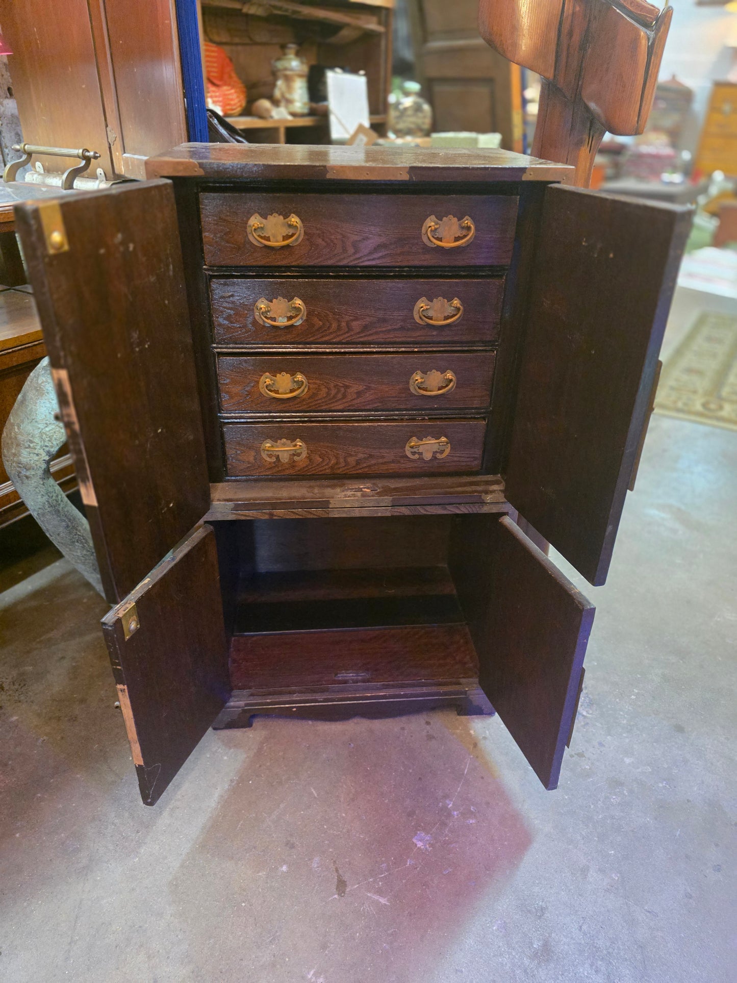Vtg. 2 Piece Chest w/ Brass Accents