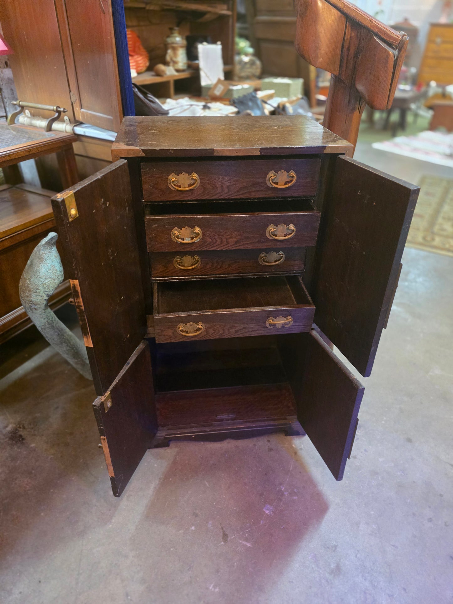 Vtg. 2 Piece Chest w/ Brass Accents
