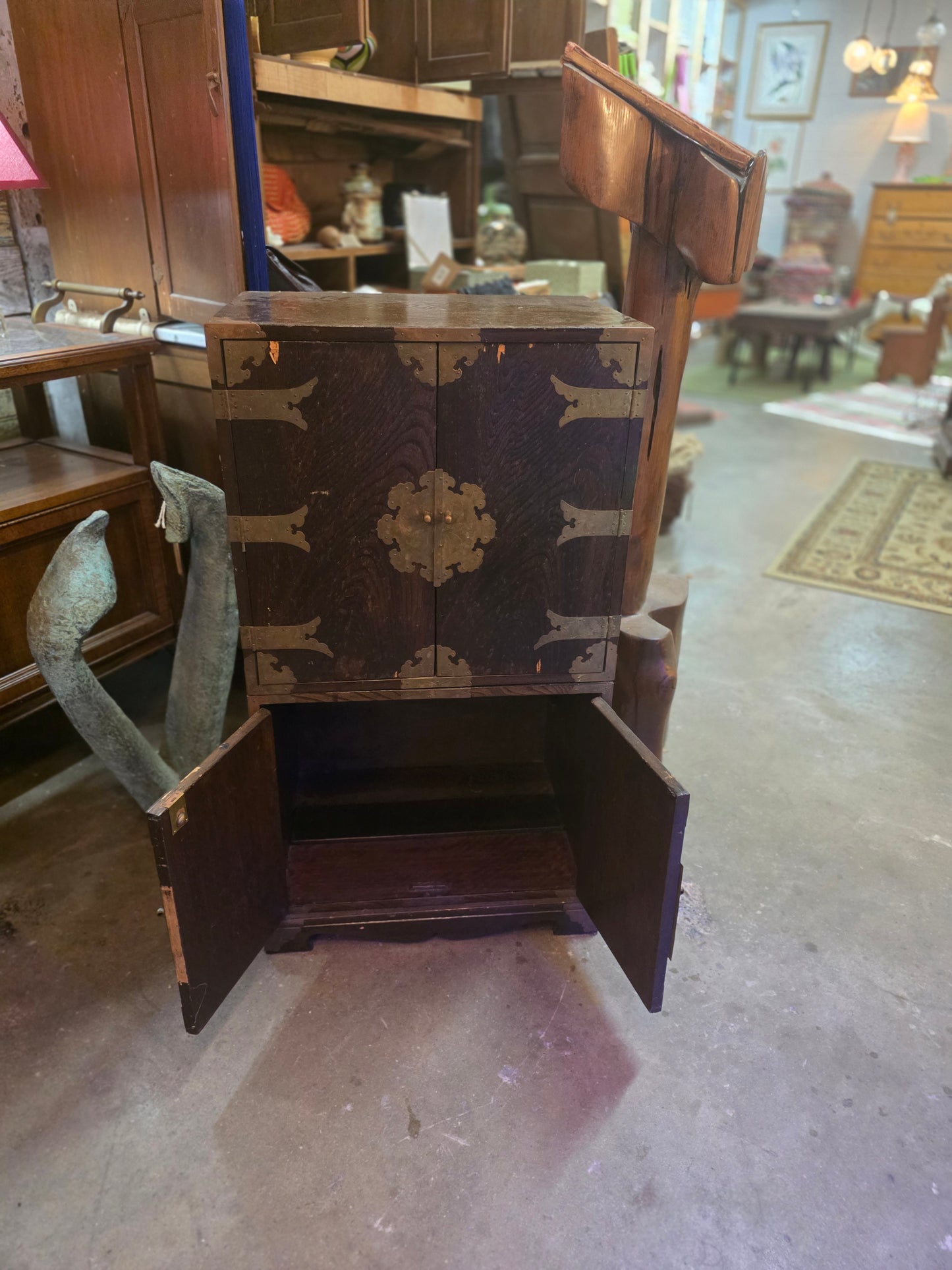 Vtg. 2 Piece Chest w/ Brass Accents