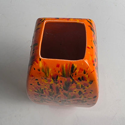 Vtg. Orange Drip Glaze Vase