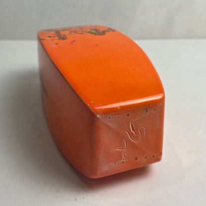 Vtg. Orange Drip Glaze Vase
