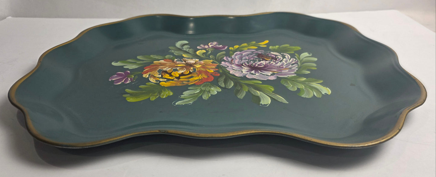 Vtg. Hand-Painted Nashco Floral Platter