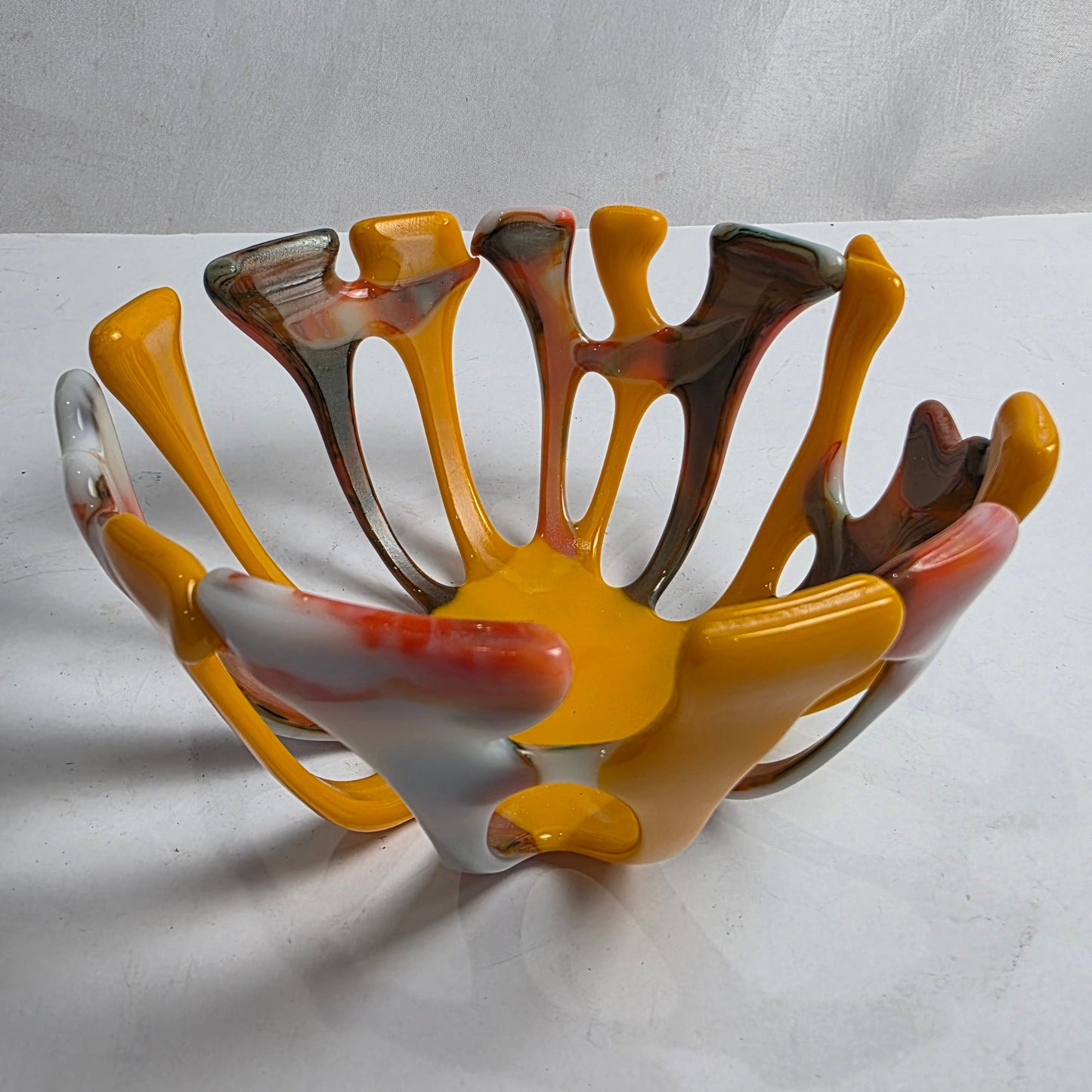 Vtg. Orange Fused Glass Bowl