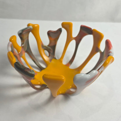 Vtg. Orange Fused Glass Bowl