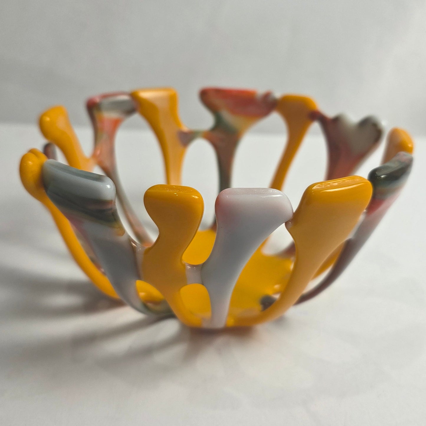 Vtg. Orange Fused Glass Bowl