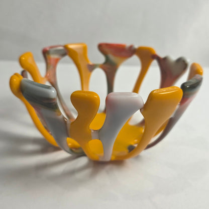 Vtg. Orange Fused Glass Bowl