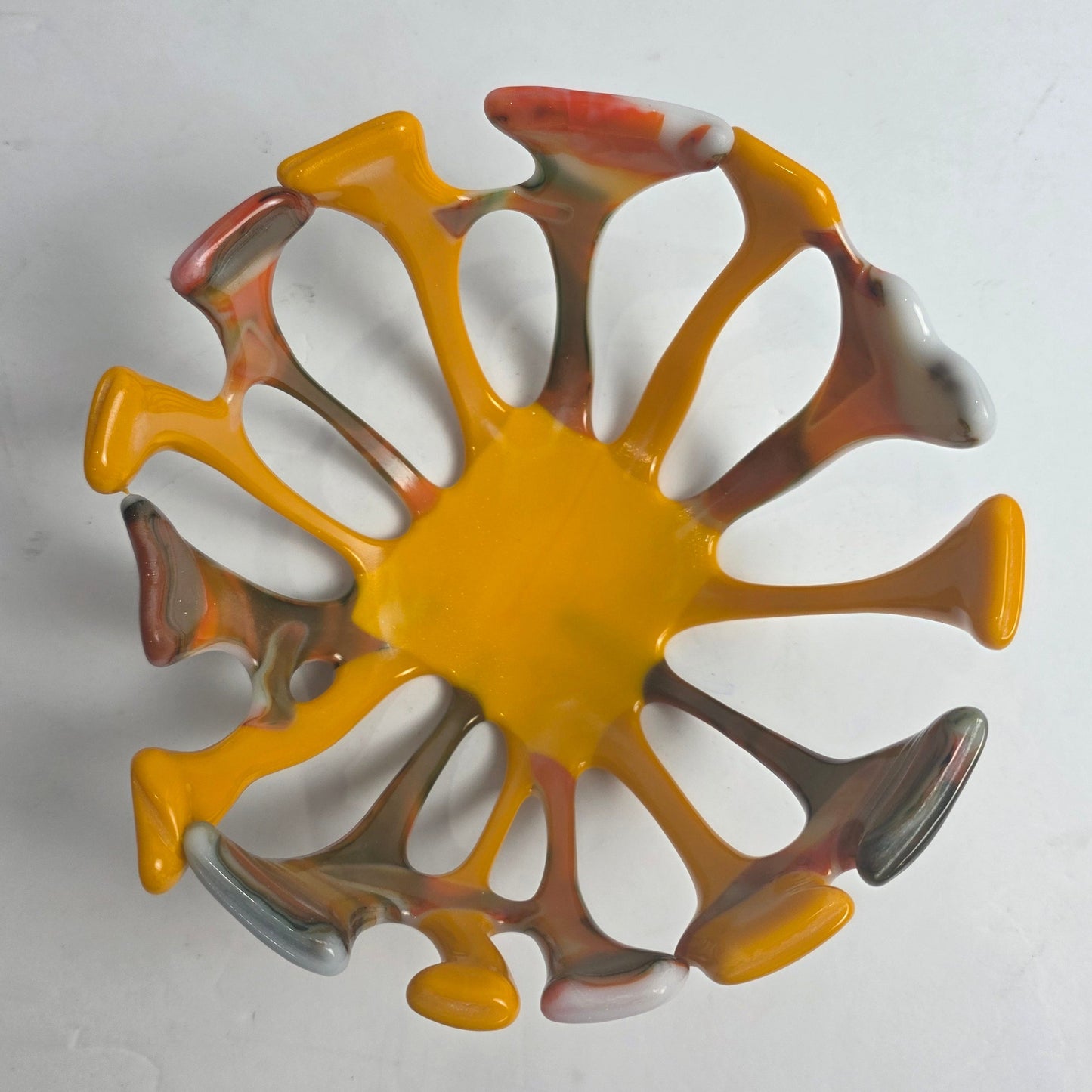 Vtg. Orange Fused Glass Bowl