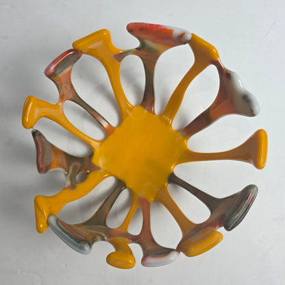 Vtg. Orange Fused Glass Bowl