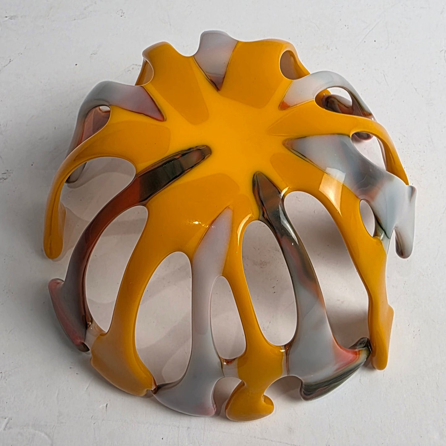 Vtg. Orange Fused Glass Bowl