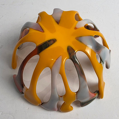 Vtg. Orange Fused Glass Bowl