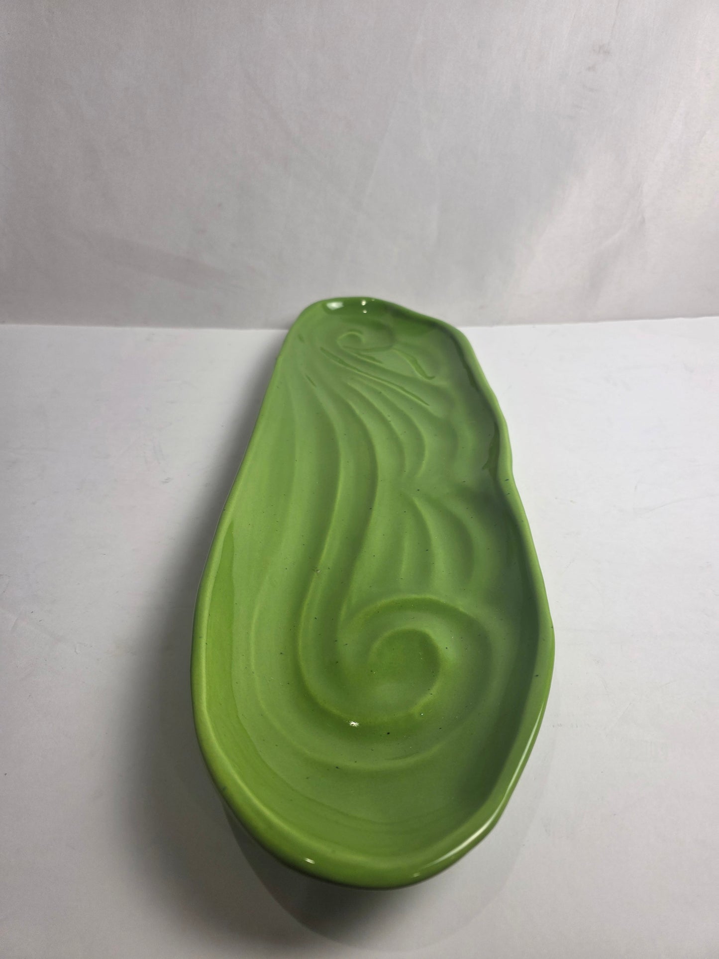 Vtg. Gail Pittman USA Green Serving Dish