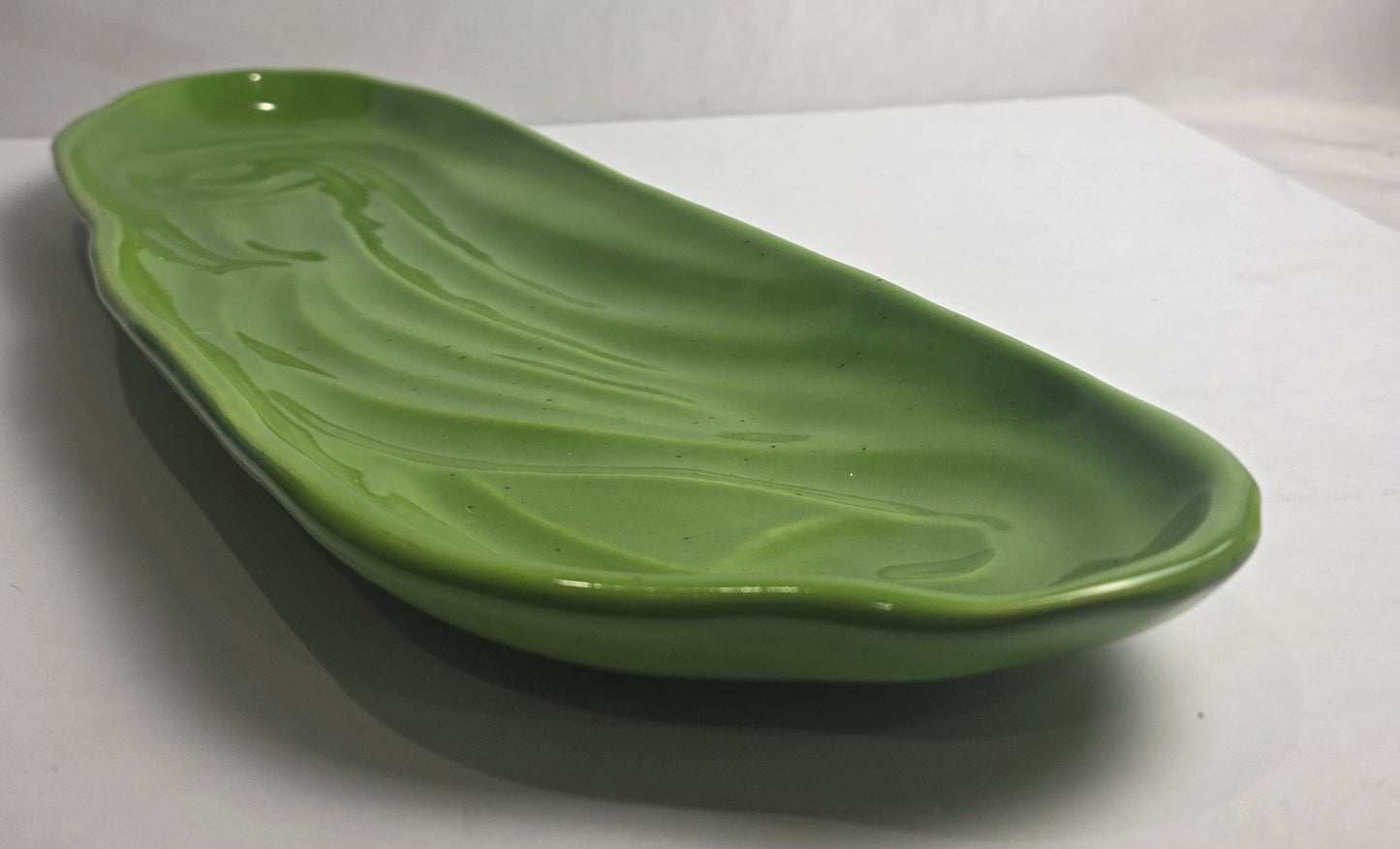 Vtg. Gail Pittman USA Green Serving Dish