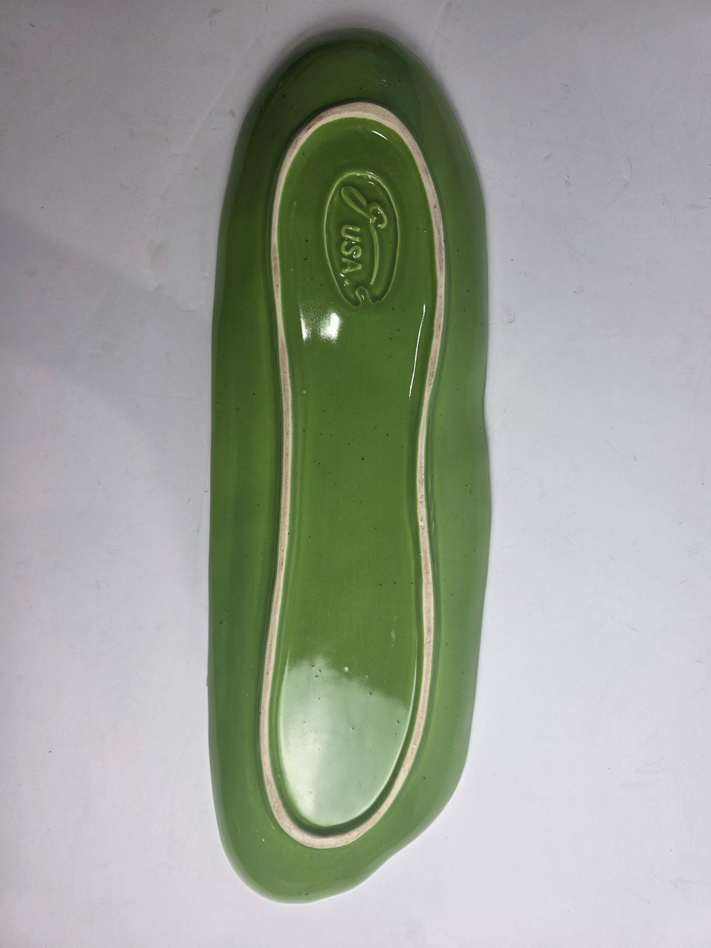 Vtg. Gail Pittman USA Green Serving Dish