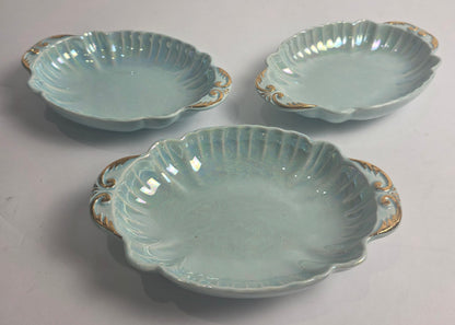 Vtg. CG USA 22K Gold Light Blue Lusterware Trinket Dish