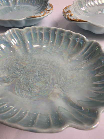 Vtg. CG USA 22K Gold Light Blue Lusterware Trinket Dish