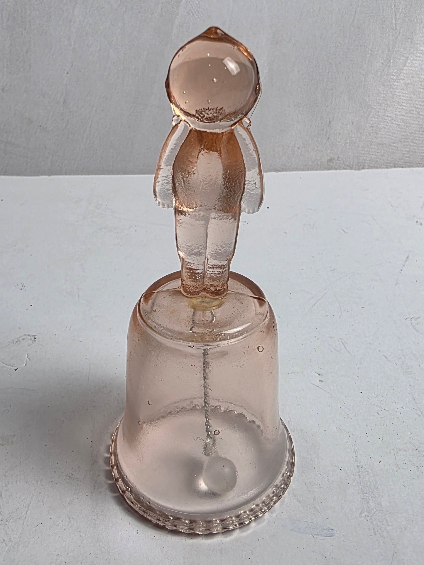 Vtg. Pink Kewpie Glass Bell