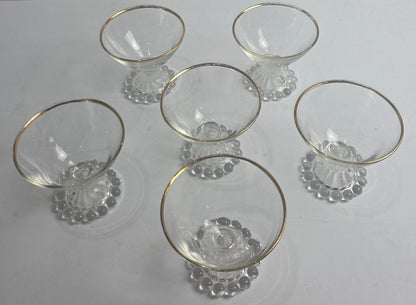 Set of 6 Anchor Hocking Berwick Boopie Sorbet Glasses w/ Gold Rim