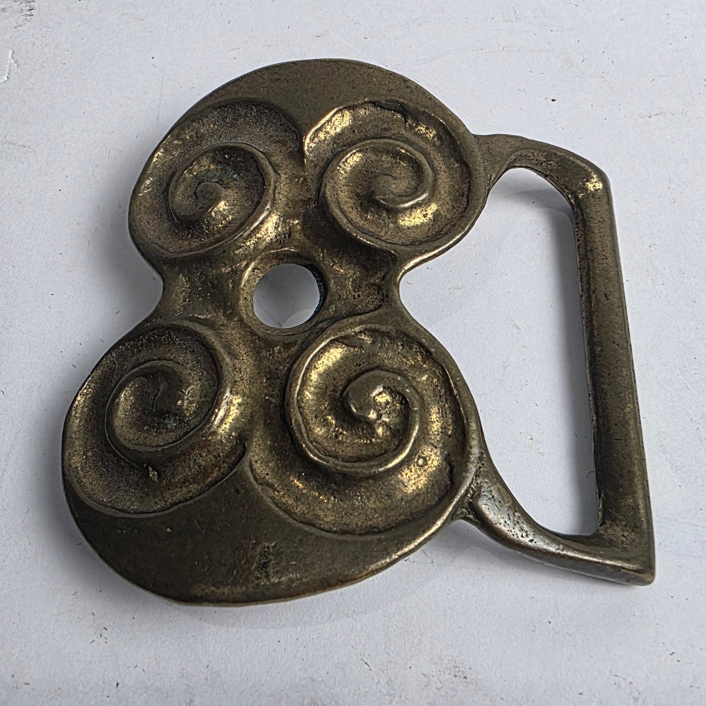 Vtg. Solid Brass Belt Buckle