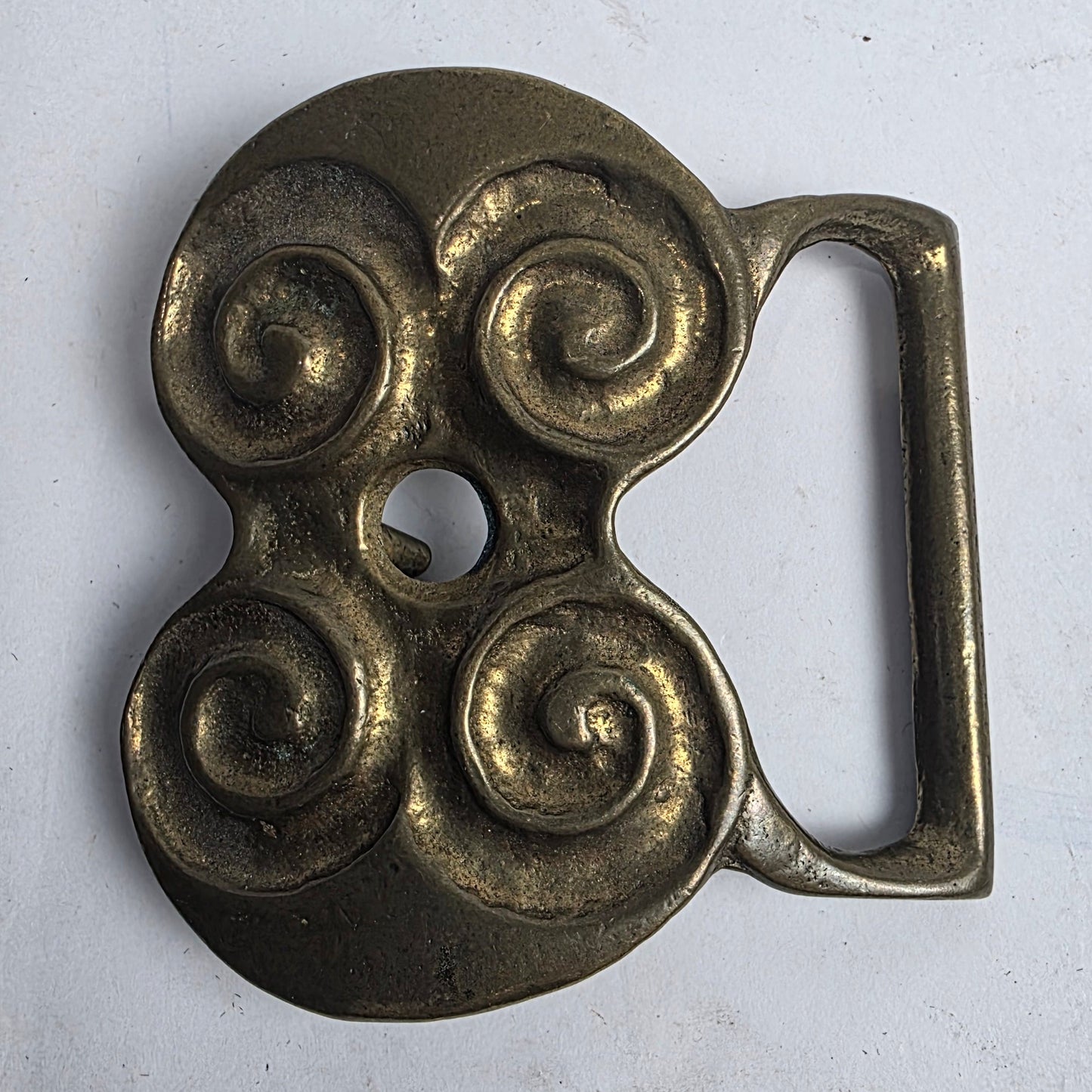 Vtg. Solid Brass Belt Buckle