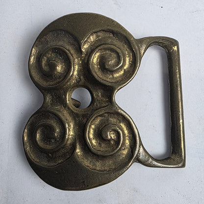 Vtg. Solid Brass Belt Buckle