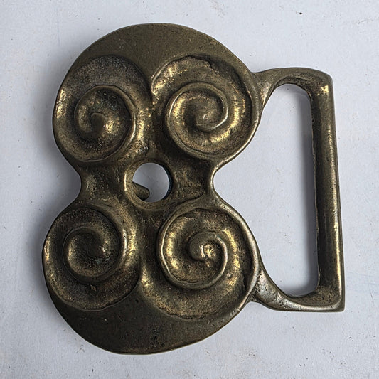 Vtg. Solid Brass Belt Buckle