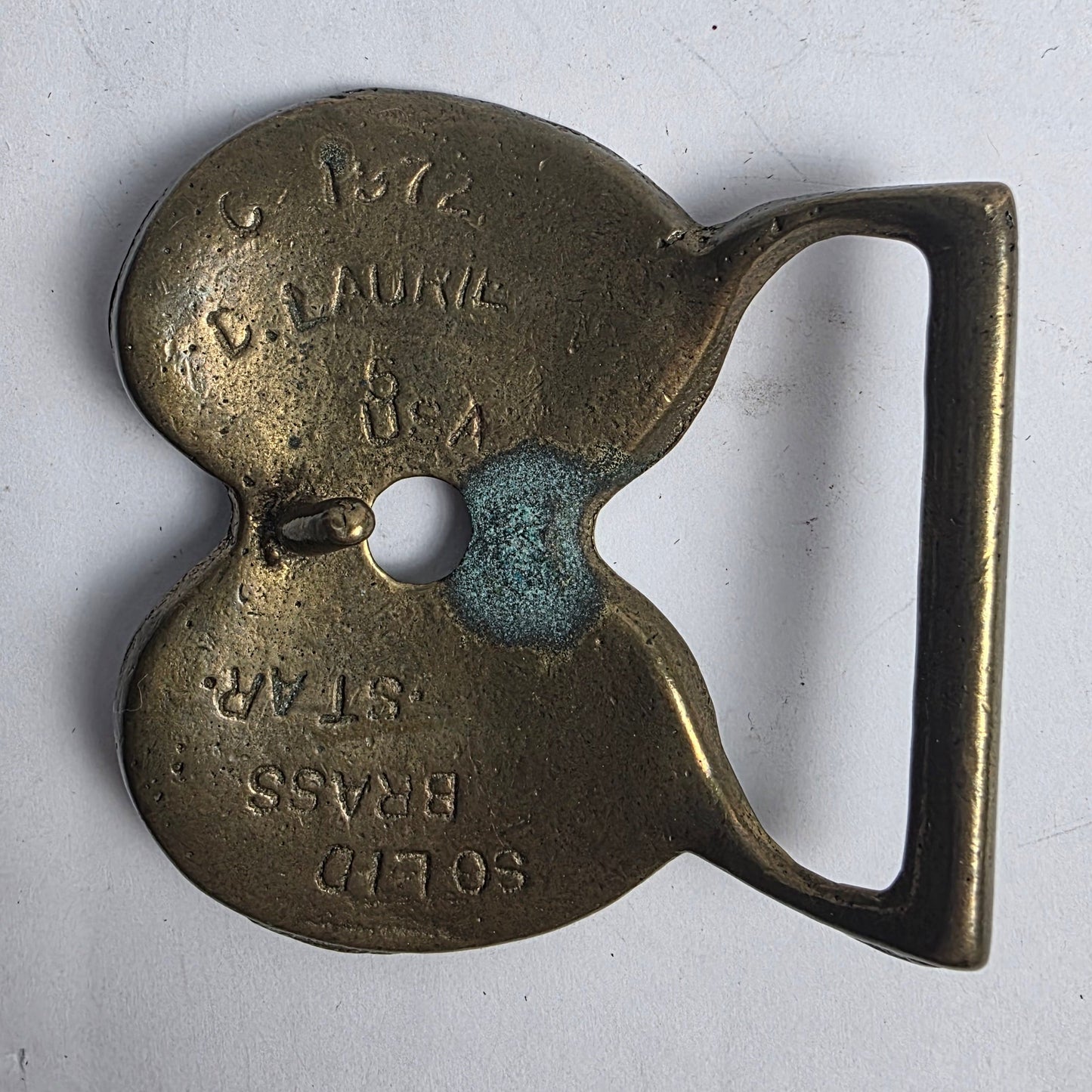 Vtg. Solid Brass Belt Buckle