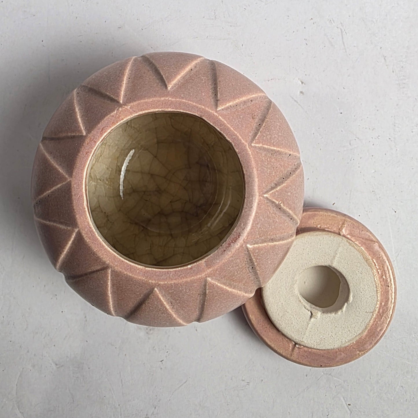 Vtg. Pink Ceramic Container