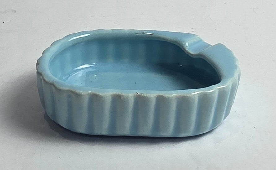 Vtg. Blue Ceramic Ashtray