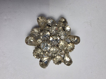 Vtg. Clear Rhinestone Brooch